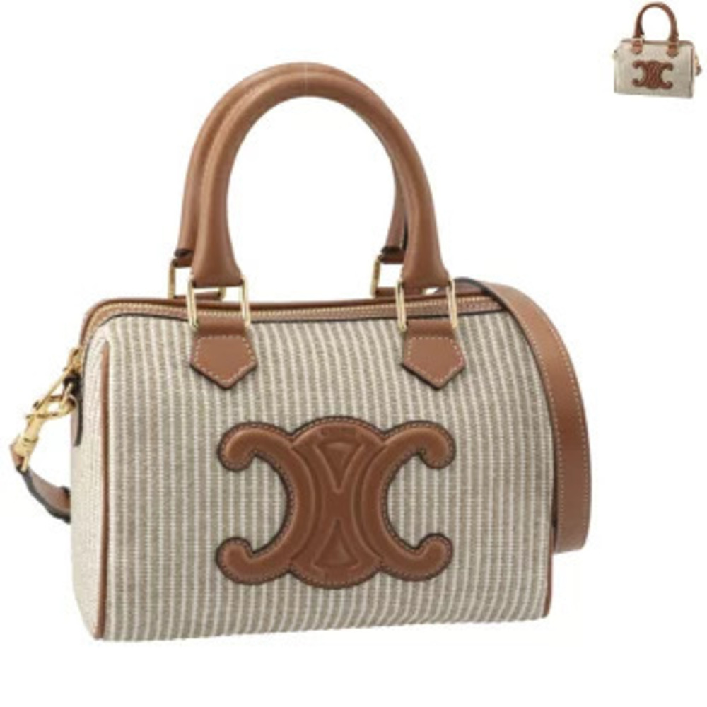 Celine Shoulder Bag TRIOMPHE Boston Striped Textile